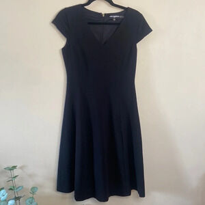 Karl Lagerfeld Little Black Dress 2 Flare Short V-Neck Cap Sleeve Designer Basic
